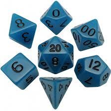 7-Die Set Polyhedral Glow: Light Blue/Black